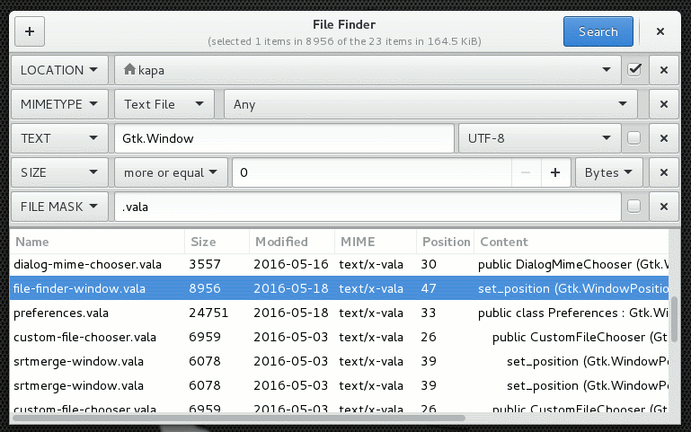 File Finder's Main Window